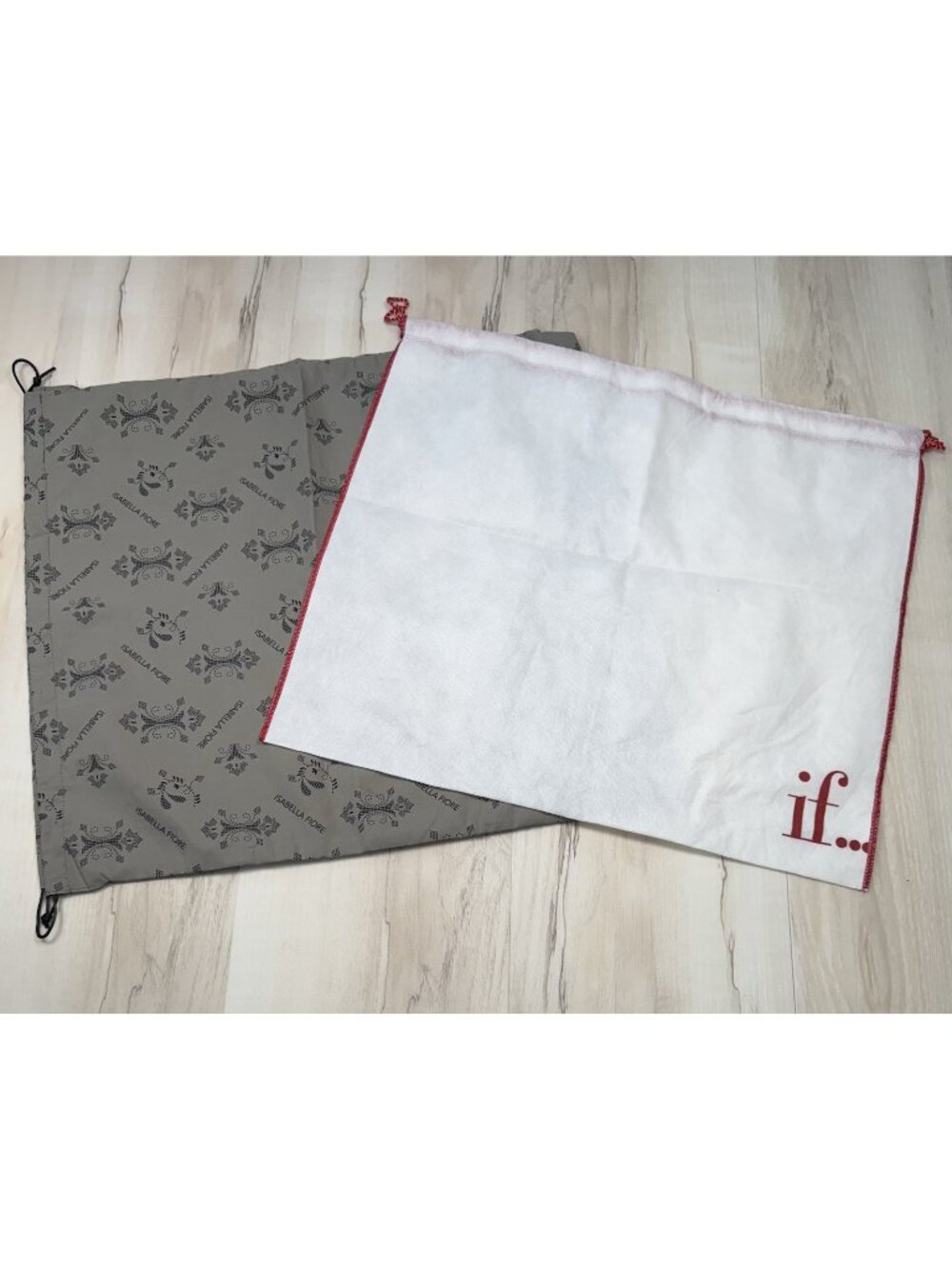 Lot 2 Authentic ISABELLA FIORE Cloth Drawstring DUSTBAGS Storage 20"x18" EUC